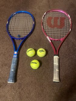 2 Wilson Tennis Rackets with 3 Balls