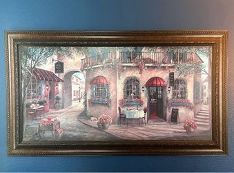 Large Framed Tuscan/European Café Wall Art – 55” x 31”