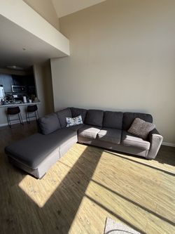 Grey Sectional Sofa with Chaise (9ft)