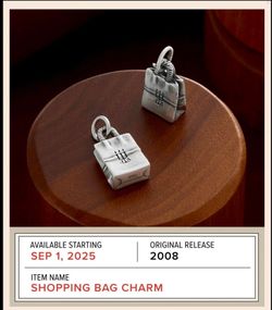 James Avery Retired Sterling Silver Shopping Bag
