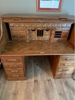 Desk - roll top oak