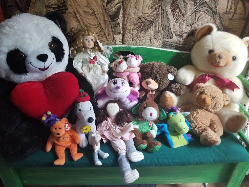 Collection of stuffed animals & toys