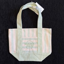TRADER JOE’S STRIPE MINI TOTE BAG GREEN