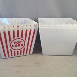 New Retro Popcorn Tubs, Set Of 6 Plastic Red Striped Tubs