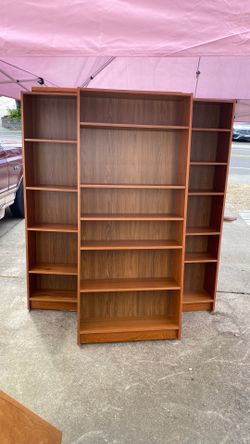 Three veneer bookcases