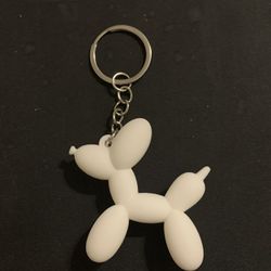Silicone balloon dog keychain-white