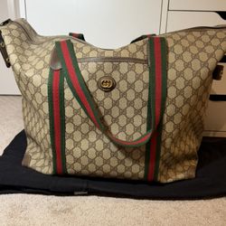 Gucci Vintage GG Supreme Web Stripe Travel Tote,