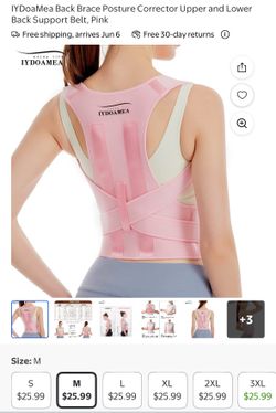 IYDOAMea Back Brace Posture Corrector Upper & Lower Back Support Pink - Med  & Black Small NEW