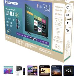 Hisense 75" Class 4K UHD LED LCD Roku Smart TV HDR R6 Series