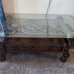 Glass Table With Side Glass End Tables 