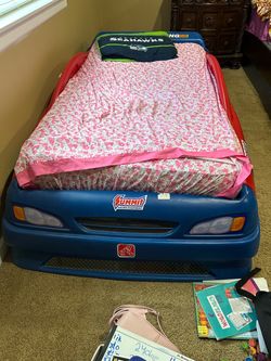 Step2 Racing Car Convertible Toddler to Twin Bed, Red and Blue