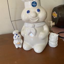 Pillsbury Dough Boy Cookie Jar And Salt And Pepper Shakers 