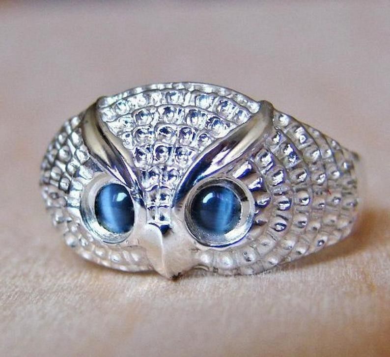 "Adorable Cute Blue Eye Owl Rings for Women/Man, PD001
