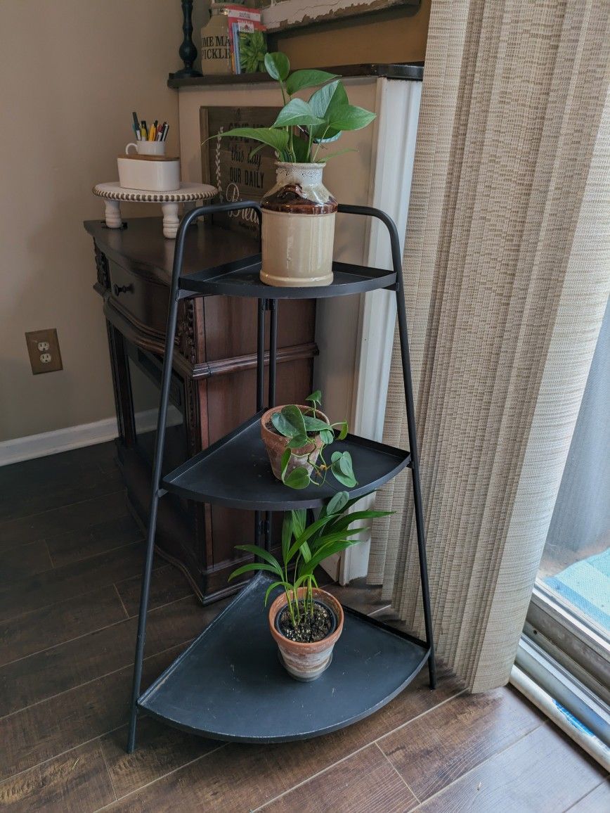 Vintage Black Metal Plant Stand 