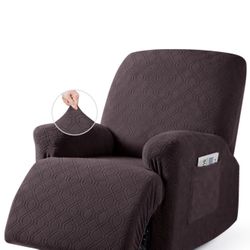 3-Pieces Stretch Recliner Couch Covers—chocolate brown velvet color