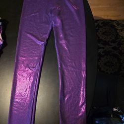  Girls Purple Shiny Leggings