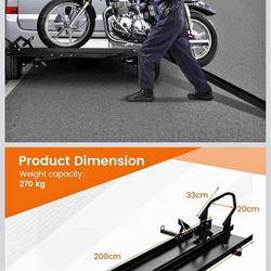 Costway 270 kg Capacity Hitch-Mounted Motorcycle Carrier, Anti Tilt Dirt Bike Hitch Hauler w/Loading