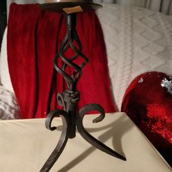 Twisted Wrought Cast Iron Spanish Candle Holder  11.5" High