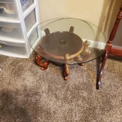 Small Antique Round Glass Table  For Sale