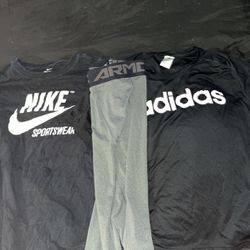 Nike T Shirt Adidas T Shirt Under Armor Tights!!