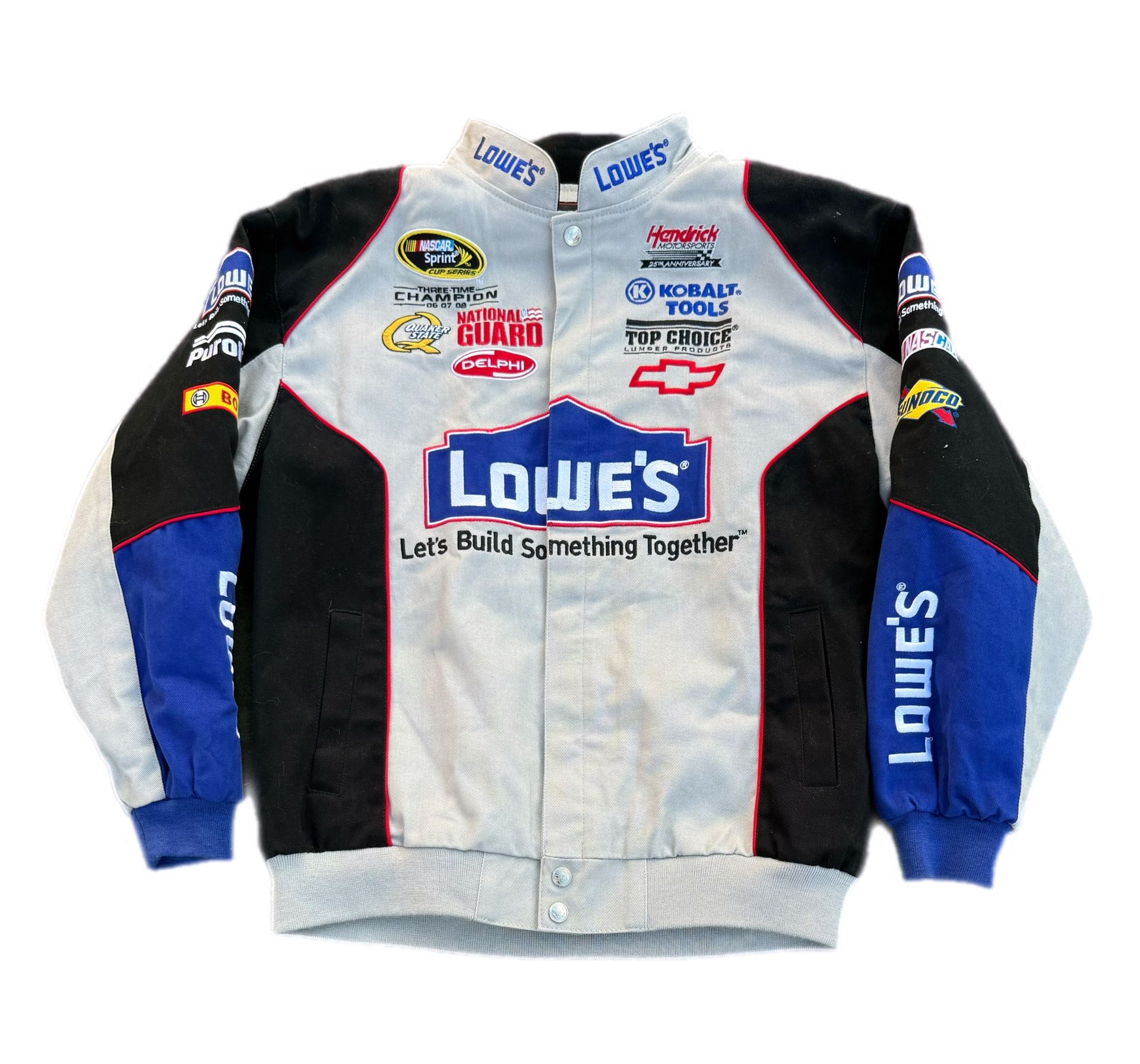 Chase Authentics Jimmie Johnson Lowes #48 NASCAR Racing Jacket Gray Size Large