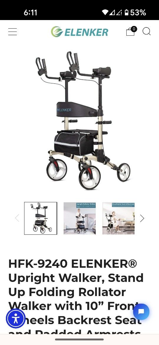 ELENKER Upright Walker, Stand Up Folding Walker