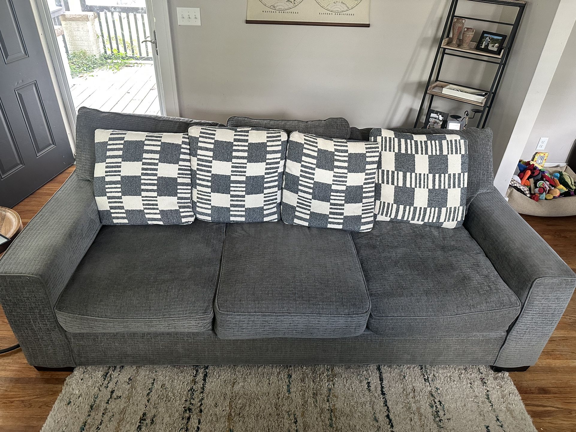 Large Gray Couch + Pillows – Must Pick Up – $400 OBO