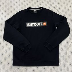 Nike Just Do It Fleece Sweatshirt Long Sleeve Black Mens M 928699-010