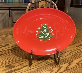 Waechtersbach Germany Red Christmas Tree Oval Serving Platter