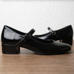 Steve Madden Mary Jane Patent Heels Low Block Heel Round Toe