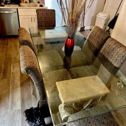 Glass Table With Ceramic Pillars