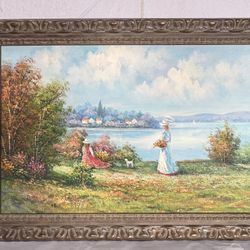 Hand-Painted Oil Painting Wooden Frame 43” x 31”