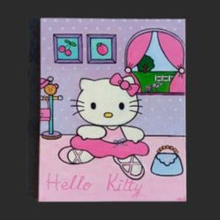 HK Fan Art Beautiful Rare Hello Kitty Painting 16 In X 20 In Nice!