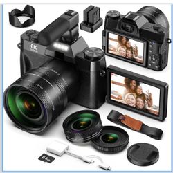 Yatao Digital Cameras For Photography And Vlogging, 6K 64MP Flip Screen, Dual