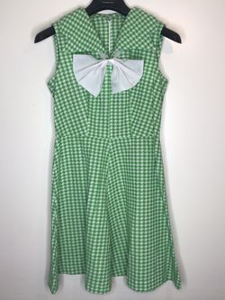Vintage 60s / 70s green hounds tooth dress
