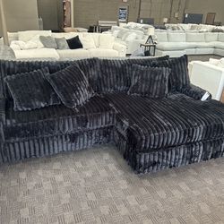 Big Soft Black Sectional Sofa 