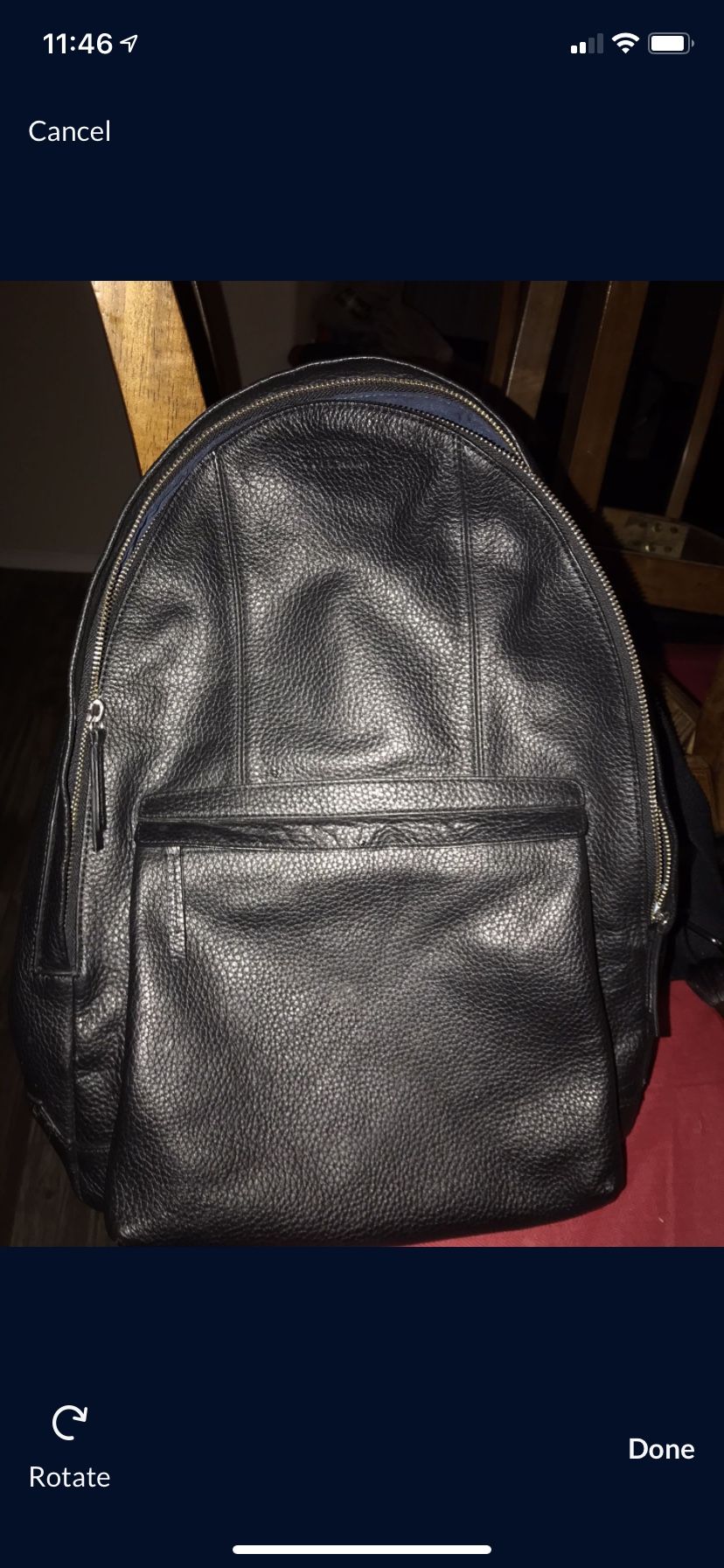 Black Leather Cole Haan Backpack