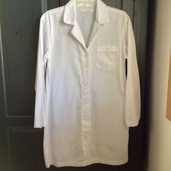 Women’s I. MAGNIN 100% cotton bright white button down long sleeve tunic shirt/dress… Size medium