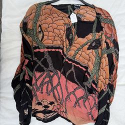 Pink and black vintage 90s abstract print blouse(large) 