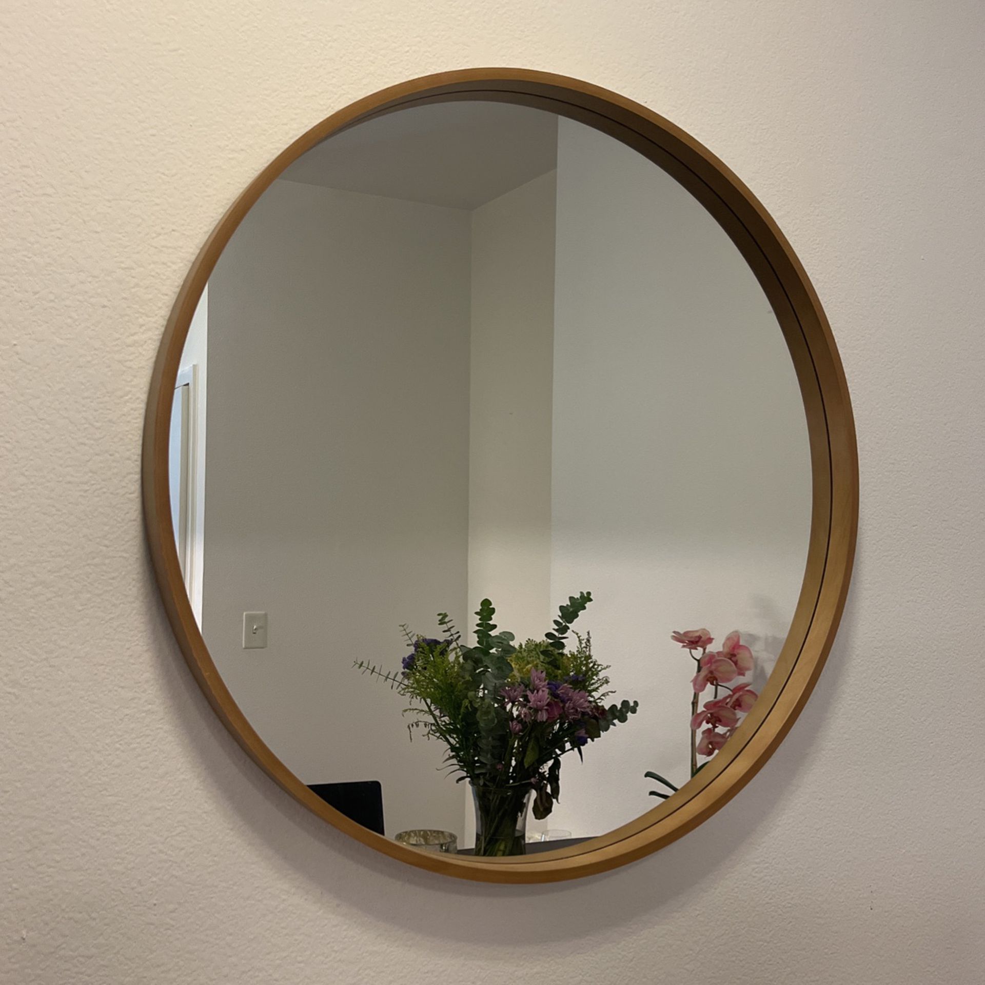 Round Wood Mirror 
