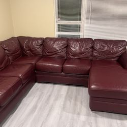 Dark Red Leather Living Room Couches 