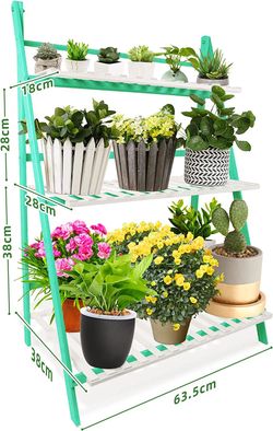 Bamboo Ladder Plant Stands 3 Tier Foldable Plant Shelf NEW IN BOX