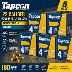Tapcon 20608 .22 Cal Powder Loads Level 4 Yellow 5 Boxes 500 Total