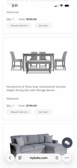 Homeworks 6 Piece Gray Upholstered Counter Height Dining Set with Storage Bench