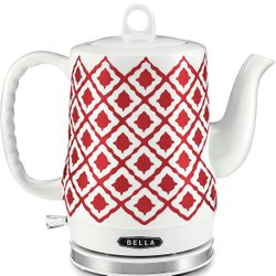 BELLA (14102) 1.2 Liter Electric Ceramic Tea Kettle with Detachable Base & Boil Dry Protection, Red Diamond