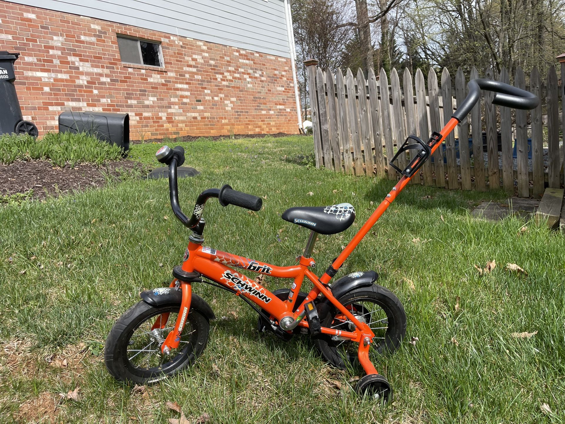 Schwinn Grit and Petunia Push Steer and Ride Kids Bike, For Boys & Girls Ages 2-4 Year Old, Rider Height 28-38 Inch, 12-Inch Wheels, Training Wheels,