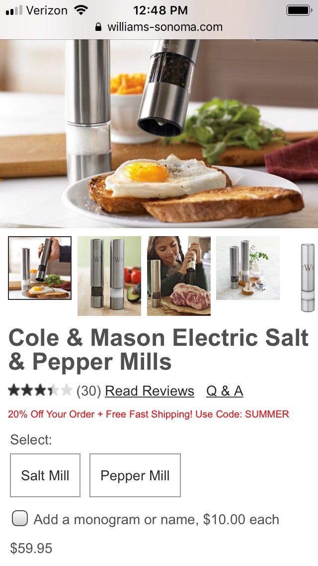 Cole & Mason battery operated dispenser set