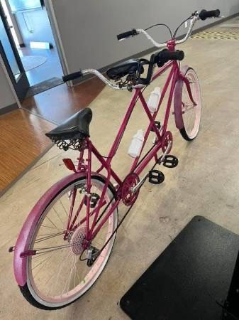 Custom Pink & Sparkling Tandem Bike