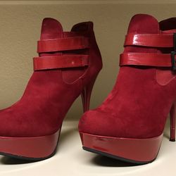 Faux Suede Red stilettos