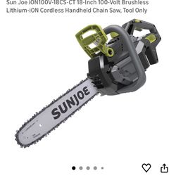 Sun Joe iON10OV-18CS-CT 18-Inch 100-Volt Brushless Lithium-iON Cordless Handheld Chain Saw, Tool Only